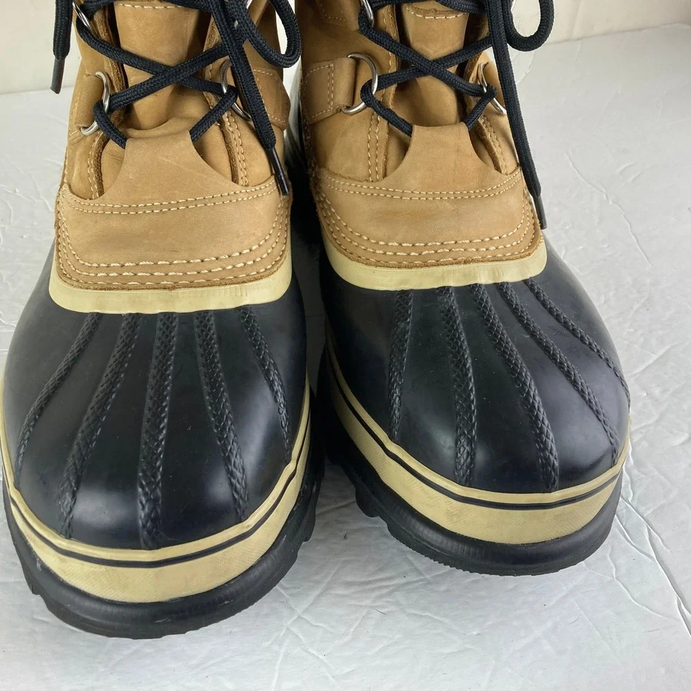 Sorel Caribou Winter Boots Mens 12 Buff Black Waterproof Snow Boots Gorpcore